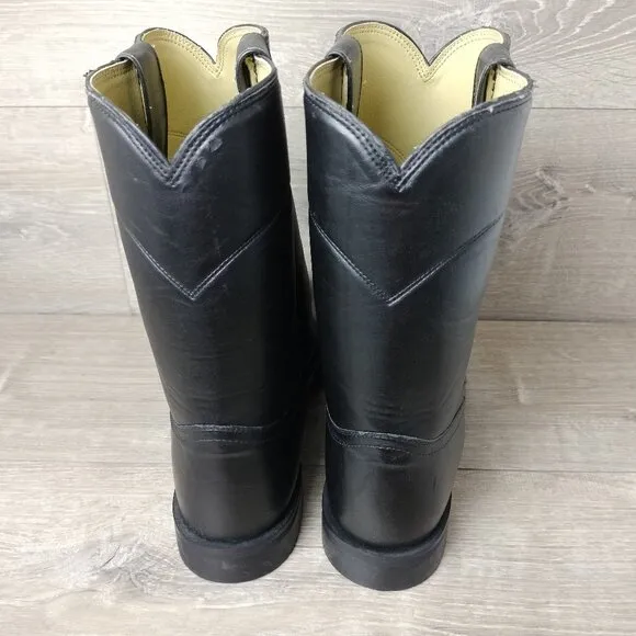 Justin Basics Temple Cowboy Boots Men Size 13EE Black Leather 10&quot; Roper JB3000