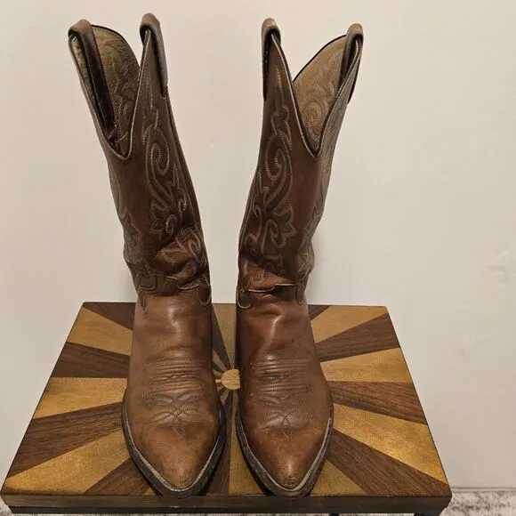 Justin Bay Apache 2252 Chestnut Leather Cowboy Western Boots US 7.5 D Men