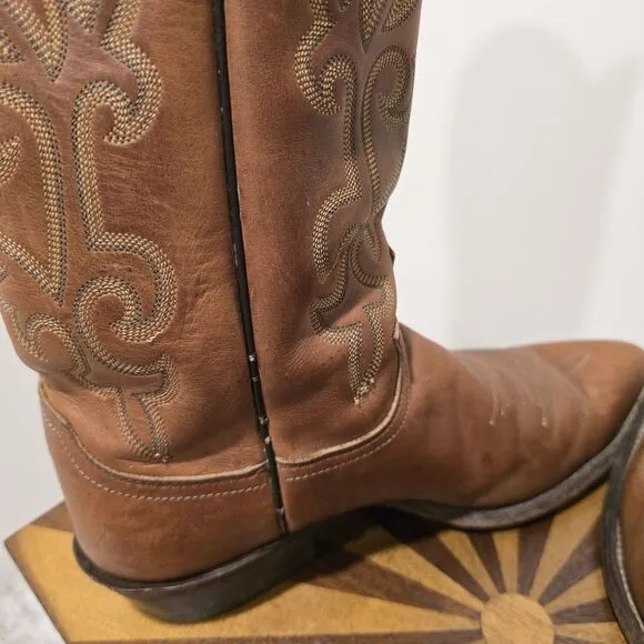 Justin Bay Apache 2252 Chestnut Leather Cowboy Western Boots US 7.5 D Men