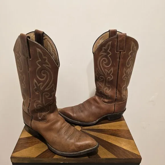 Justin Bay Apache 2252 Chestnut Leather Cowboy Western Boots US 7.5 D Men