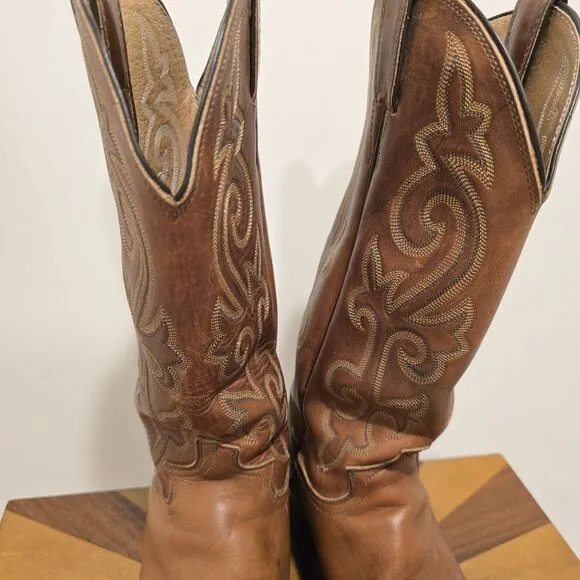Justin Bay Apache 2252 Chestnut Leather Cowboy Western Boots US 7.5 D Men
