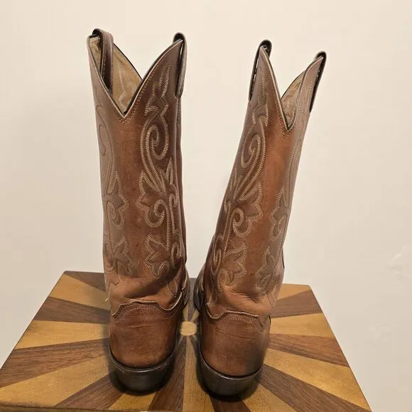Justin Bay Apache 2252 Chestnut Leather Cowboy Western Boots US 7.5 D Men