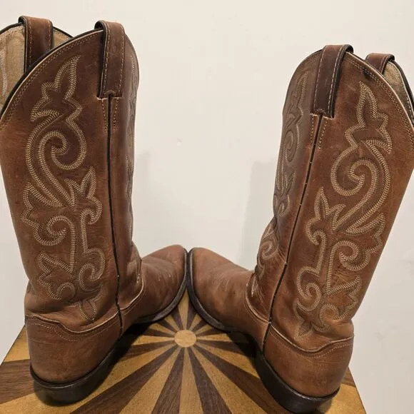 Justin Bay Apache 2252 Chestnut Leather Cowboy Western Boots US 7.5 D Men