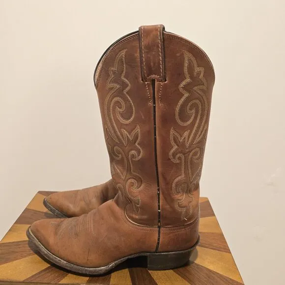 Justin Bay Apache 2252 Chestnut Leather Cowboy Western Boots US 7.5 D Men