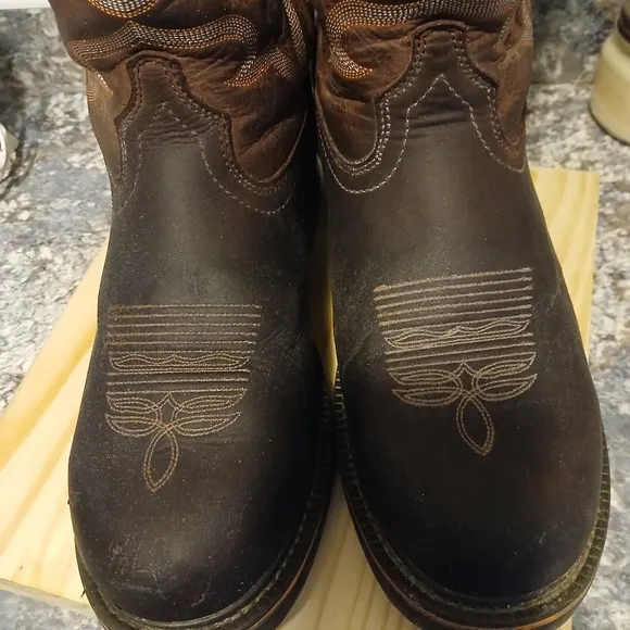 Justin Boots Dark Brown Leather Western Boots
