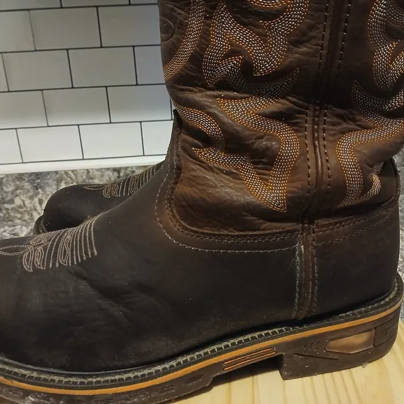 Justin Boots Dark Brown Leather Western Boots
