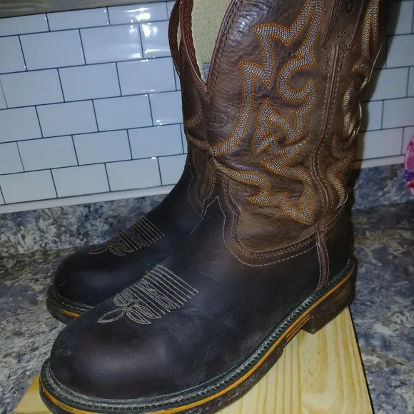 Justin Boots Dark Brown Leather Western Boots