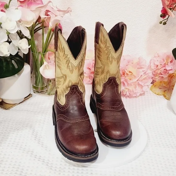 JUSTIN Boots Mens Cowboy Superintendent Brown Round Toe Work WK4660 Sz 7D