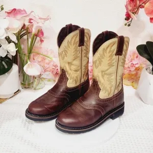 JUSTIN Boots Mens Cowboy Superintendent Brown Round Toe Work WK4660 Sz 7D