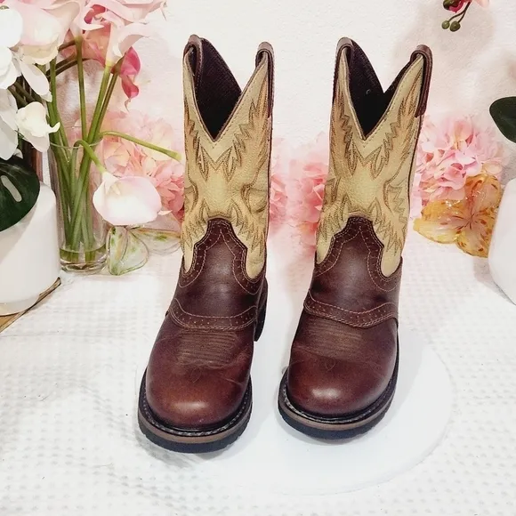 JUSTIN Boots Mens Cowboy Superintendent Brown Round Toe Work WK4660 Sz 7D