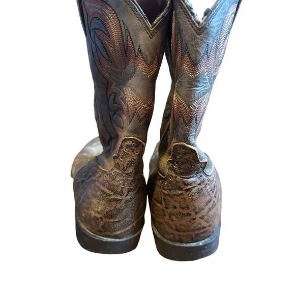 Justin Boots Mens western cowboy embroidered leather boots worn in sz 10.5 style