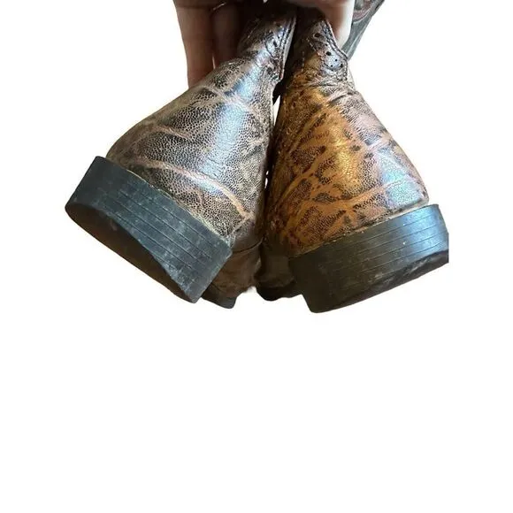 Justin Boots Mens western cowboy embroidered leather boots worn in sz 10.5 style