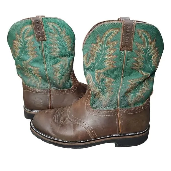 Justin Boots WK4670 - Stampede Blade Green Round Toe Wellington Work Boots
