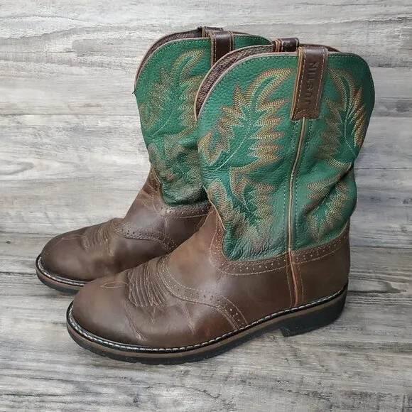 Justin Boots WK4670 - Stampede Blade Green Round Toe Wellington Work Boots
