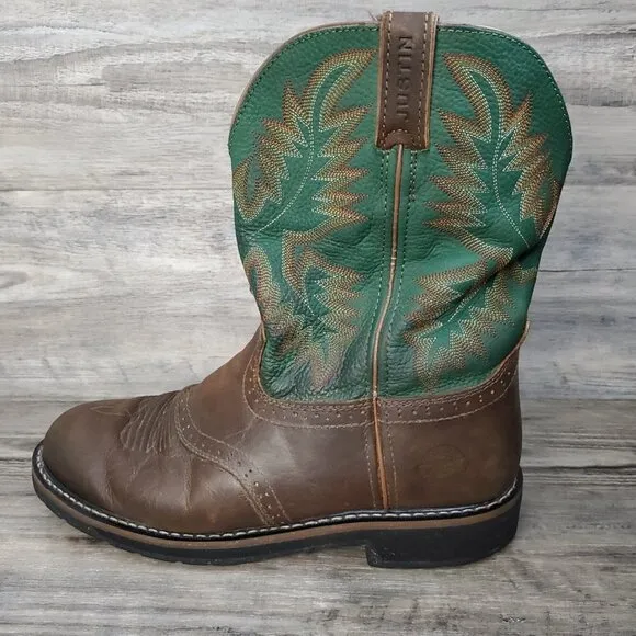 Justin Boots WK4670 - Stampede Blade Green Round Toe Wellington Work Boots