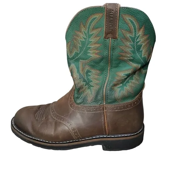 Justin Boots WK4670 - Stampede Blade Green Round Toe Wellington Work Boots