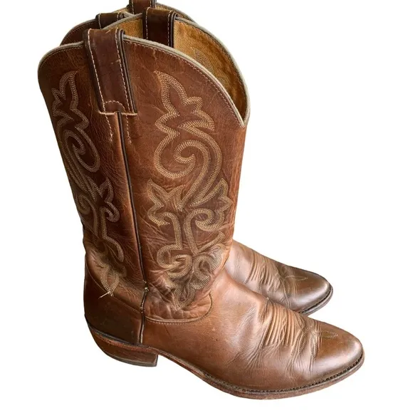 Justin Buck Western Leather Cowboy Boots Mens 12 D  2253