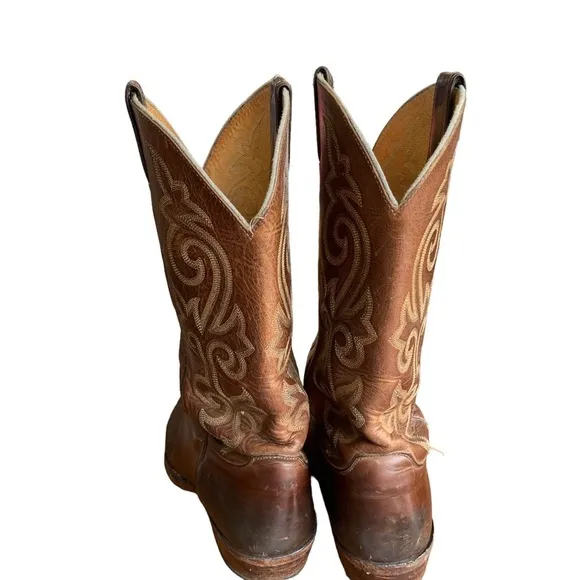 Justin Buck Western Leather Cowboy Boots Mens 12 D  2253