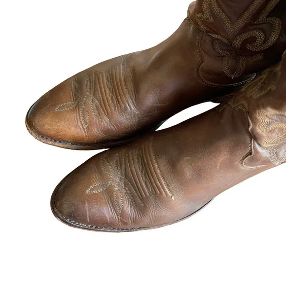 Justin Buck Western Leather Cowboy Boots Mens 12 D  2253