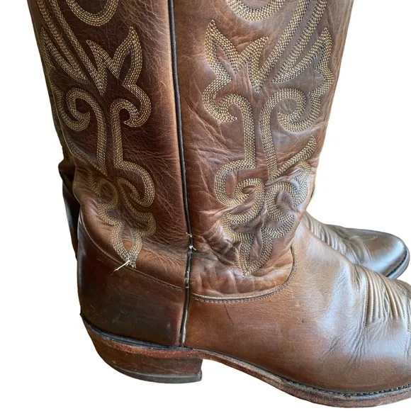 Justin Buck Western Leather Cowboy Boots Mens 12 D  2253