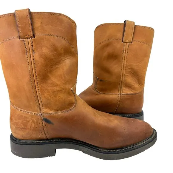 Justin Conductor Aged Bark Real Leather Rubber Sole Round Toe Work Boots