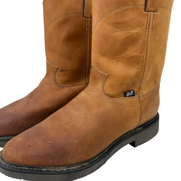 Justin Conductor Aged Bark Real Leather Rubber Sole Round Toe Work Boots