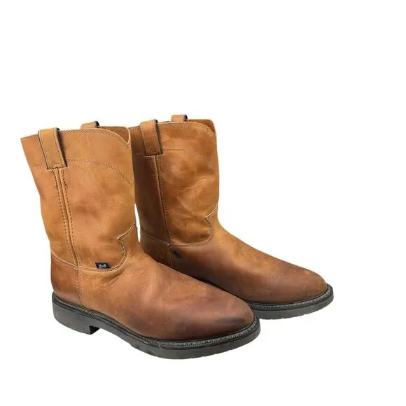 Justin Conductor Aged Bark Real Leather Rubber Sole Round Toe Work Boots