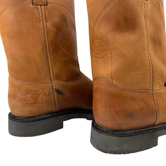 Justin Conductor Aged Bark Real Leather Rubber Sole Round Toe Work Boots