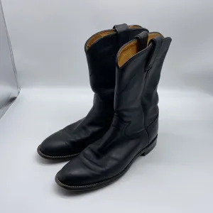 Justin Men's Black Leather Cowboy Western Boots Size 7 B
