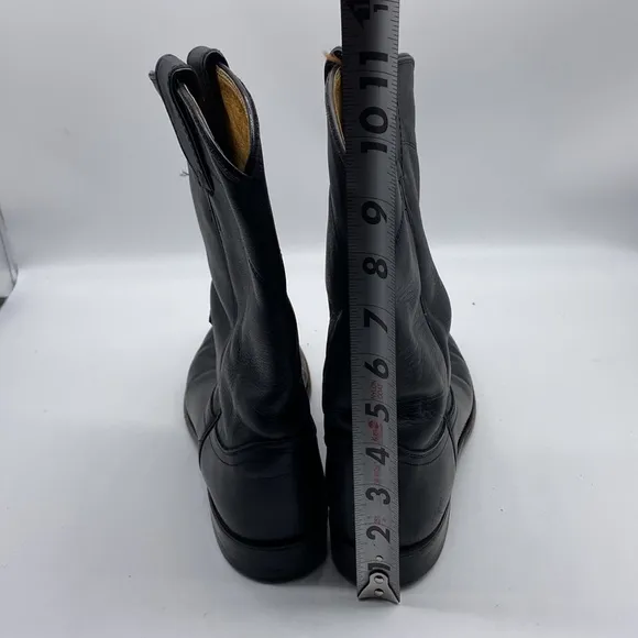 Justin Men's Black Leather Cowboy Western Boots Size 7 B
