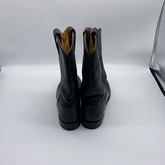 Justin Men's Black Leather Cowboy Western Boots Size 7 B