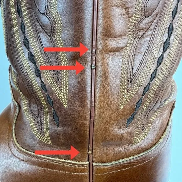 Justin Mens Brown Leather Western Boots 2421 Cowboy Stitch Mid Calf size 10