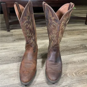 Justin Mens Stampede Western Cowboy Boots Size 13 Brown Leather Oil Resisting