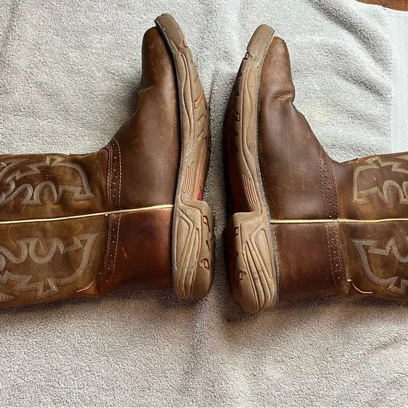 Justin Mens Work Boots Size 12EE Stampede Rush Soft Toe Western WK4330