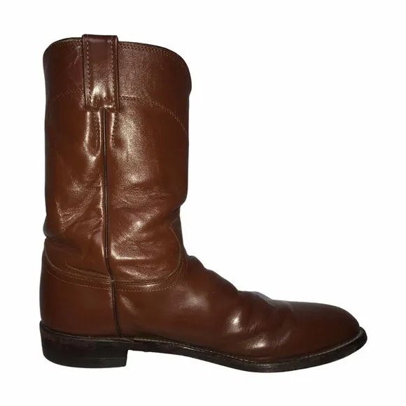 Justin Shortie Brown Leather Western Boots 9B