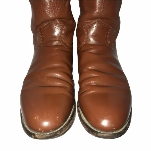 Justin Shortie Brown Leather Western Boots 9B
