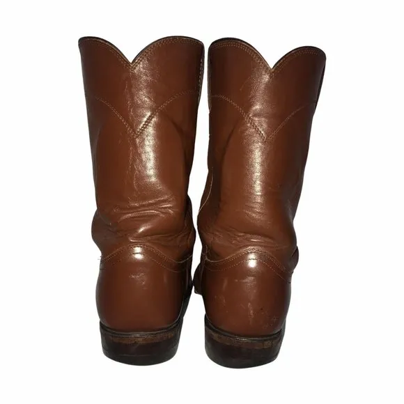 Justin Shortie Brown Leather Western Boots 9B