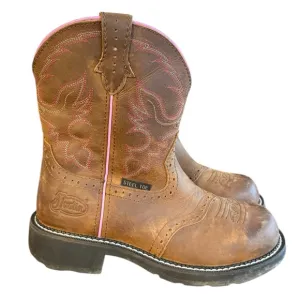 Justin Wanette Steel Toe Work Boot Brown Womens Size 9 B