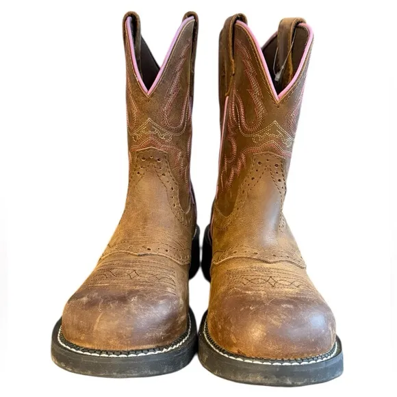 Justin Wanette Steel Toe Work Boot Brown Womens Size 9 B