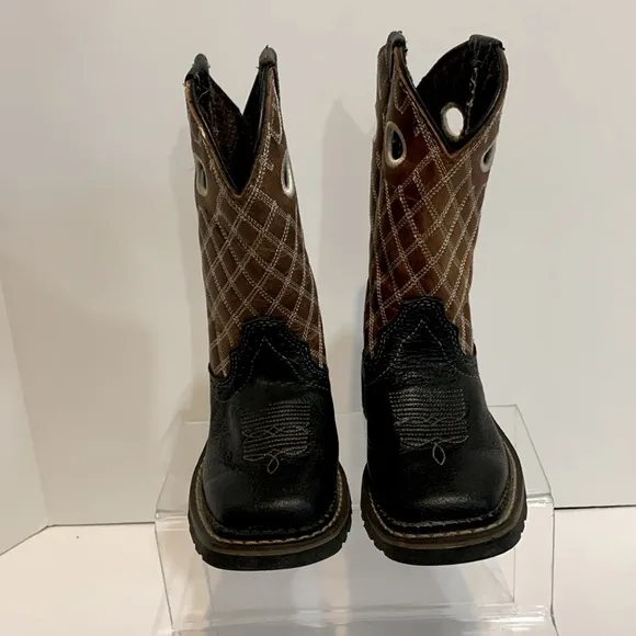 Justin Western Work Boots Square Toe 4618JR Brown Black