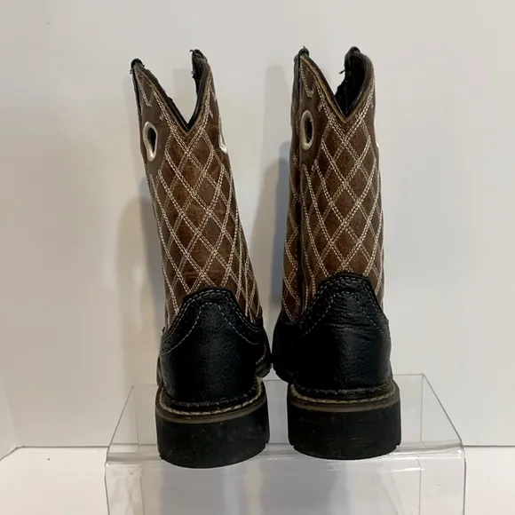 Justin Western Work Boots Square Toe 4618JR Brown Black