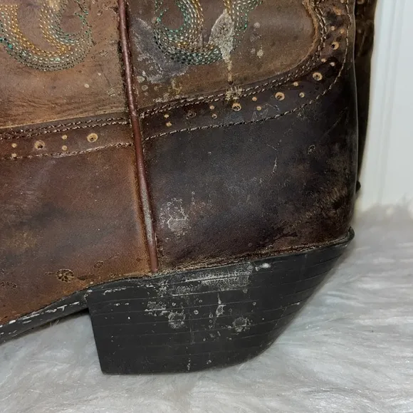 JUSTIN WOMEN'S SQUARE TOE STAMPEDE WESTERN BOOTS 10B scalloped top