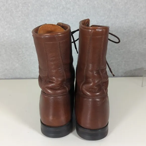 Justin Work Lace Up Lacer Kiltie Ropers Leather Cowboy Boots Mens 13D Brown Work