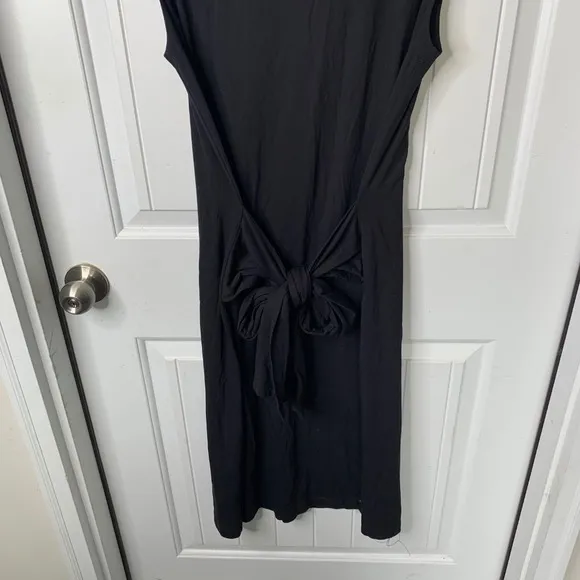 Kal Rieman Black Midi Dress Tie Back Sleeveless Dress Size Small minimalist