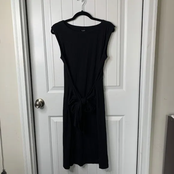 Kal Rieman Black Midi Dress Tie Back Sleeveless Dress Size Small minimalist