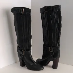 Kalliste, Italian, Genuine Leather, Knee High Boots, Green/Brown, Size 40 or 9.5