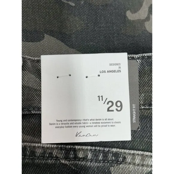 Kancan Benji Camo High Rise Distressed Boyfriend Jeans in Olive - Sz 11/29 - NWT