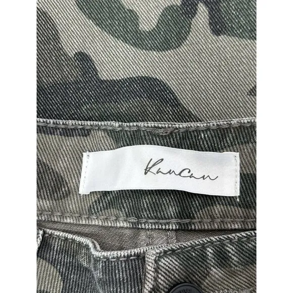 Kancan Benji Camo High Rise Distressed Boyfriend Jeans in Olive - Sz 11/29 - NWT