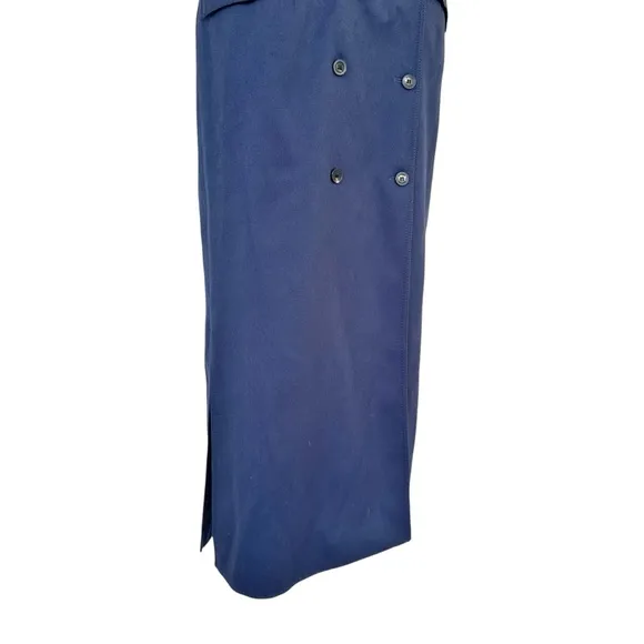 Karen Millen Tailored Cotton Halter Neck Belted Full Skirted Navy Shirt Dress 8