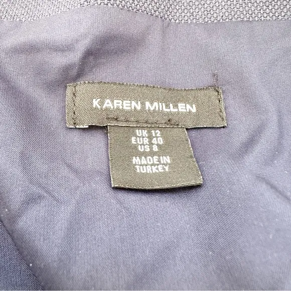 Karen Millen Tailored Cotton Halter Neck Belted Full Skirted Navy Shirt Dress 8